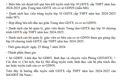 Thông tin tuyển sinh Giáo dục thường xuyên tỉnh Hà Nam năm học